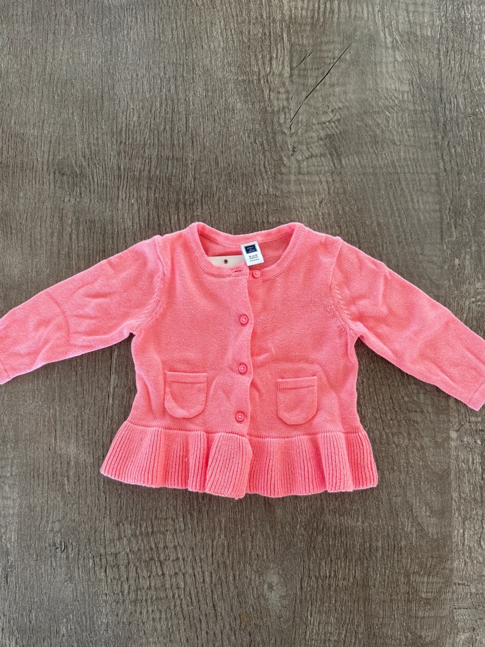 NWT Janie & Jack Pink Baby Cardigan with Ruffle Hem 6-12 months